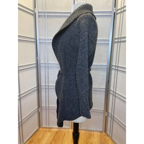 Gray Express Open Cardigan Sweater with Tie Waist Size Medium - Picture 2 of 5